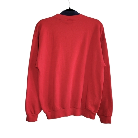 Vtg 90s Women's L Embroidered Mock Neck Pullover Sweatshirt Red Heart Butterfly - Picture 3 of 8